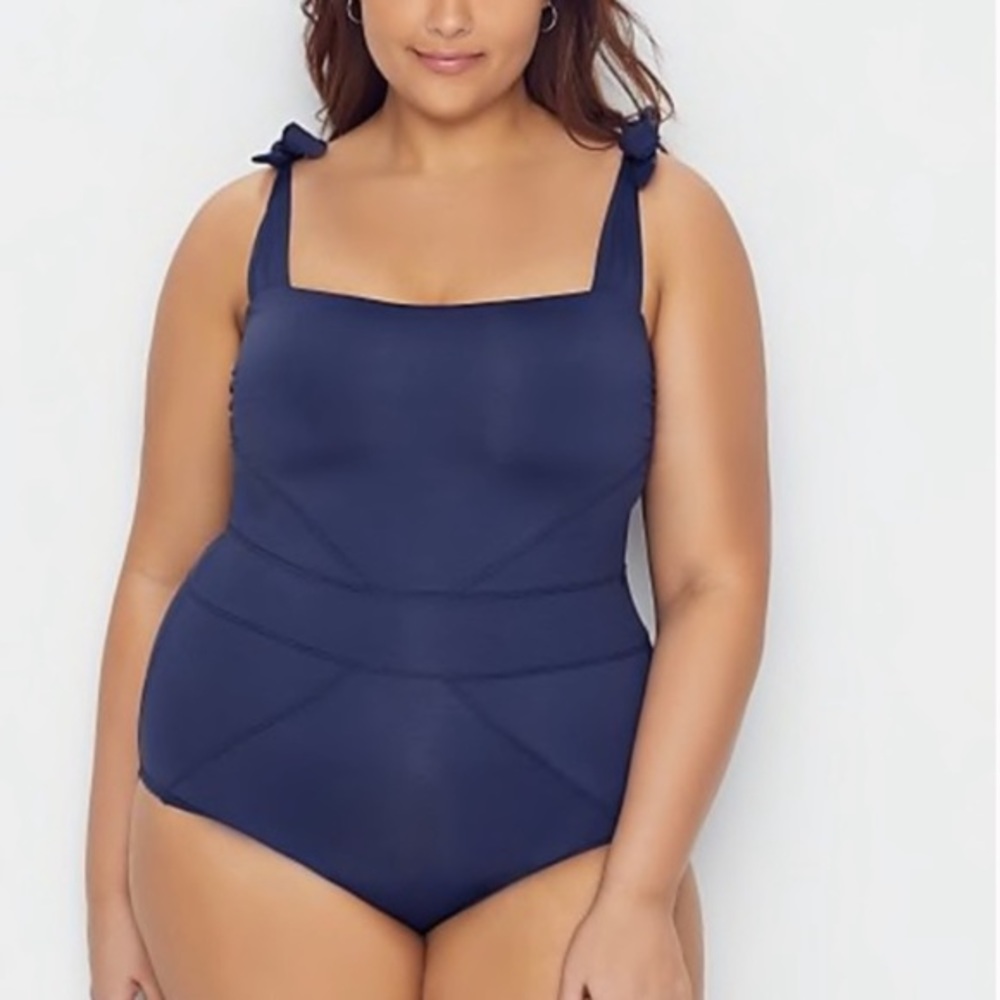 Becca - Solid Color Code Tie Shoulder One-Piece - image 2